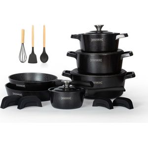 Royalty Line® OS1014 Pannenset Inductie - 14 Delige Pannenset - 4 Afneembare Koudgrepen - Geschikt Voor Alle Warmtebronnen