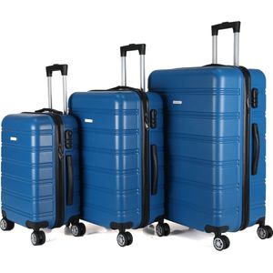 Royalty Line® LTS18706 Reiskoffer Set - 3 Delig - S/M/L - Luxe Kofferset - 360° Spinners - Reiskoffer Met Wielen - Reiskoffers - Handbagage - 36/67/98 Liter - Blauw