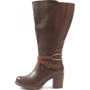 MARTA - Knielaarzen - Zwart - Synthetisch PU - Vierkante Hak