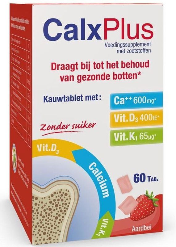 Calxplus Aardbei Kauwtabl 60