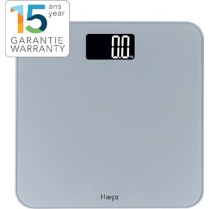 Haepi - Elektronische personenweegschaal - Groot verlicht scherm voor perfecte leesbaarheid - Modern en elegant design - Maximale capaciteit van 180 kg - 15 jaar garantie - Inclusief batterijen-Metallic Silver