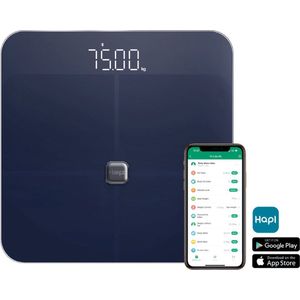 Haepi - Bluetooth-verbonden Lichaamsanalyseweegschaal - Blauw - Inclusief Batterijen