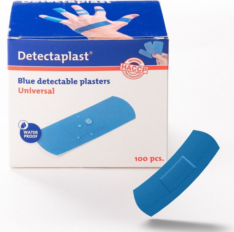Detectaplast - Wondpleisters - Blauw - Waterproof - Metaaldetecteerbaar - 25 x 72 mm - 100 stuks