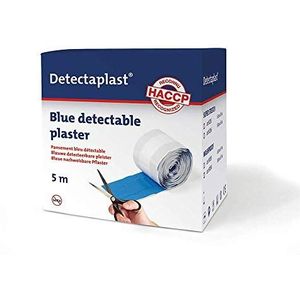 Detectaplast blauwe pleisters Universal, metaaldetecteerbare, waterdichte en vuilwerende pleisters sensitive, voor de voedingsindustrie, catering en grootkeuken, 8 cm x 5 m, 1 stuk