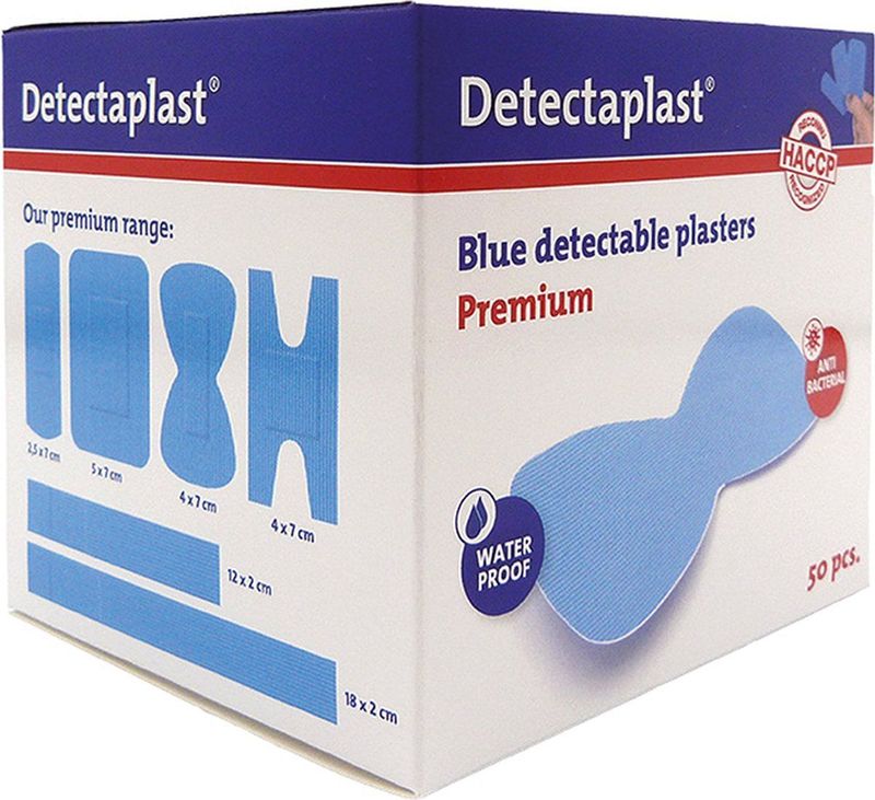 Detectaplast - Wondpleisters - Blauw - Waterproof - Metaaldetecteerbaar - 50 stuks - 68 x 38 mm