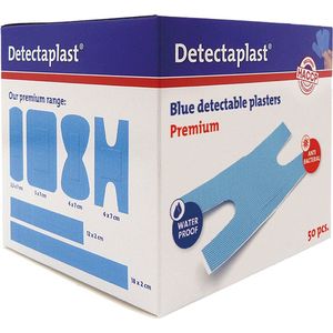 Detectaplast - Knokkel Pleisters - Blauw - Waterproof - Metaaldetecteerbaar - 50 Stuks - 68 x 38 mm