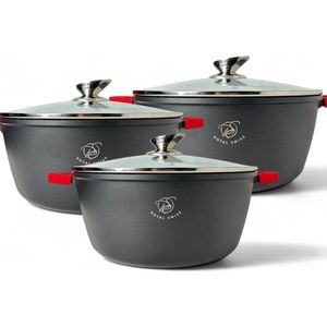 Top Choice - Wokpan met deksel - 24 cm - Marmer - aluminium - Zwart
