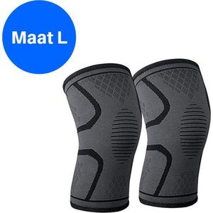 Compressie Knie Brace - Knie Bandage - Knie Verband - Elastische Bandage - Band - Strap - Sleeve - Kousen - Warmers - Blessures - Sport Ondersteuning - Knee Support - Vrouwen - Mannen - Maat: L - 1 stuk - Zwart