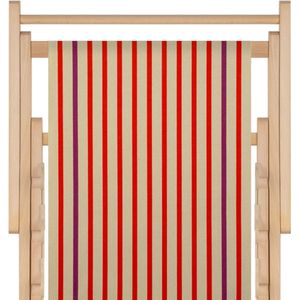 Houten strandstoel met hoogwaardige stof in katoen massief beukehout - dubbelgeweven katoen Marine oranje- opvouwbaar - verstelbaar in 3 standen - zonder armleuning - afneembare hoes - multicolour - strepen
