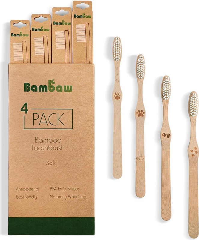 Bambaw - Bamboe Tandenborstel - Zacht - 4 Stuks