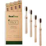 Bambaw - Bamboe Tandenborstel - Hard - 4 Stuks - Antibacteriële Tandenborstel - 100% Biologisch Afbreekbare Handgreep