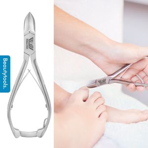 BeautyTools Professionele Nagelknipper -  Nageltang met Lang Handvat voor (Harde) Teennagels, Kalknagels en Ingegroeide Nagelhoeken - Pedicure tang - Gebogen Snijvlak 21 mm - INOX (NN-0102)