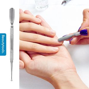 BeautyTools Bokkepootje Smart-Buy - Voor het Achteruit Duwen van Nagelriemen - Comedonenlepel voor Verwijderen van Mee-eters en Puisten - Dubbelzijdig - INOX (14 cm) (NP-0331)