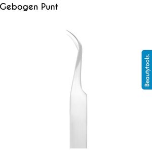 BeautyTools Punt Pincet PRECISION - Pincet met Gebogen Punt Voor Wimperextensions - Wimper Pincet -Tweezers (12 cm) - Inox (PT-0980)