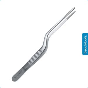 BeautyTools Punt Pincet SOLID-GRIP - Pincet met Microvertanding Voor Splinters en Hobby - Tweezers Z-Vormig (14 cm) - Inox (PT-1017)