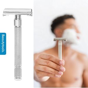 BeautyTools Klassieke Shavette - Set Safety Razor/ Scheermes met Inox Snede - Incl. Scheerriem - (SR-1802)