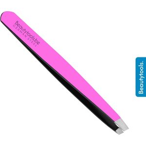 BeautyTools Epileerpincet PRECISION - Pincet met Schuine Bek Voor Wenkbrauwen - Barbie Pink - Tweezers (9.5 cm) - (BT-1949)