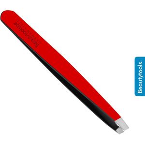BeautyTools Epileerpincet PRECISION - Pincet met Schuine Bek Voor Wenkbrauwen - Love Red - Tweezers (9.5 cm) - (BT-1987)