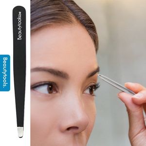 BeautyTools Epileerpincet PRECISION - Pincet met Ronde Bek Voor Epileren Dikke Haartjes - Matt Black - Tweezers (9.5 cm) - Inox (BT-2106)