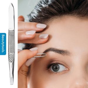 BeautyTools Epileerpincet PRECISION - Pincet met Rechte Bek Voor Wenkbrauwen - Silver - Tweezers (8.5 cm) - Inox (BT-2137)