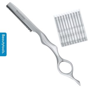 BeautyTools Professionele Kappersmes - Feather Mes Pearl White - Uitdunmes - Effileermes Voor Uitdunnen van Dik Haar - (incl. 11 mesjes) - (SR-1246)FB11
