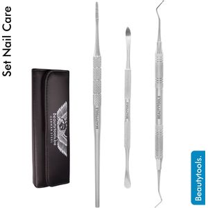 Beautytools INOX HOOK-NAIL-CARE-ESSENTIALS SET/ Nagelhoekverzorging Pedicure, Manicure Set / 3 - delige Essentials set voor nagelhoekjes - (ST - 3059)