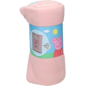 Peppa Pig fleece plaid - 100 x 140 cm. - Peppa Big Unicorn Eenhoorn deken - roze