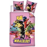 Miraculous - Dekbedovertrek - Roze - Polyester - Inclusief Kussensloop