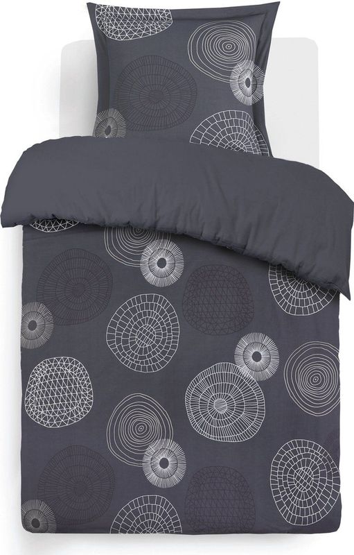 Vision - Fabrizio grijs - Dekbedovertrek 140 x 200 cm met bijhorende sloop - 100% katoen