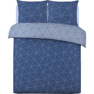 Vision - Omkeerbaar Beddengoed - Hugo Blauw/Jeansblauw - 100% Katoen