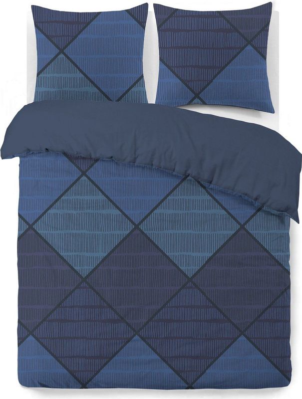 Vision - Dekbedovertrek Harold - Blauw - 100% Katoen - Beddengoedset met 2 Kussenslopen