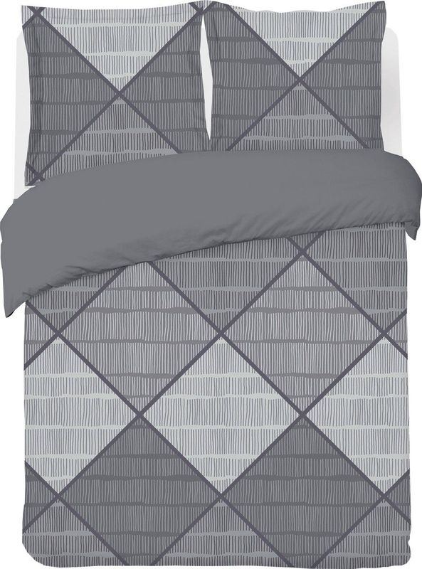 Vision - Harold Grey - Dekbedovertrek 260x240cm met 2 bijhorende slopen - Kingsize - 100% katoen