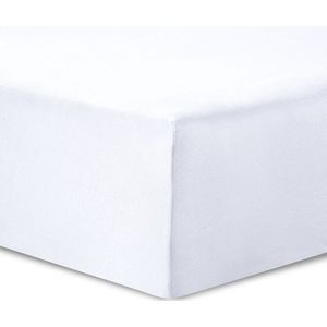 VISION Hoeslaken - Jersey - Rekbaar en strijkvrij - 180 x 200cm met 30cm hoekhoogte - Wit - 100% katoen Jersey