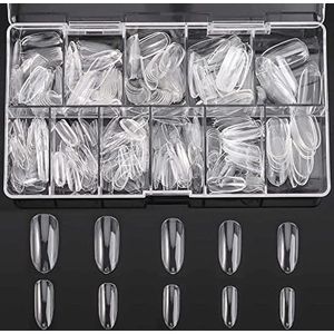 Joyage Nagel Tips Transparant Oval - 450 stuks - Nagel tips transparant – Nageltips voor gelnagels – Nagel tips acryl – Transparante nageltips – Transparante nagels – Fake nails clear - Kunstnagels Nepnagels - Kerstcadeau voor vrouwen - Cadeau vrouw