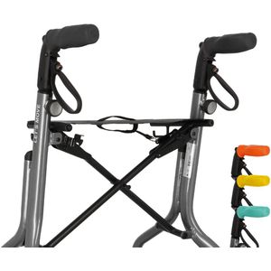 MyRollerSleeve opschuifbare ergonomische / anatomische handvatten voor rollator of rolstoel. Voorkomt pijnlijke handen met gelkussen. Personaliseerbaar: pimp rollator. Zwart 21x6,5x9cm