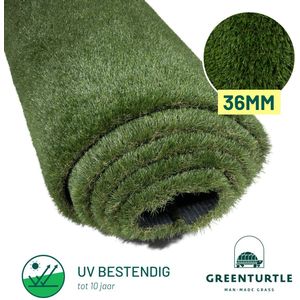 Green Turtle Kunstgras - Grastapijt 100x400cm - 36mm - PREMIUM HIGHLANDS - Artificieel Gras - Grastapijt voor buiten en binnen - Meest zachte en realistische kwaliteit - Geschikt voor tuin, balkon, terras of speelhoek