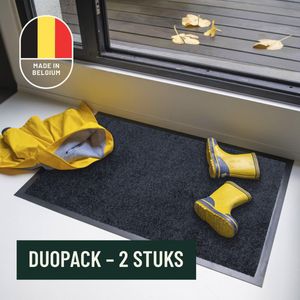 Deurmatten Set 2 stuks Studio M - CLASSIC PRO - Deurmat binnen 90x150 cm - ZWART - Schoonloopmat - Antislip Deurmat - Droogloopmat Binnen