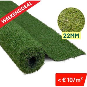 Green Turtle Kunstgras - Grastapijt 100x500cm - 22mm - WIMBLEDON - Artificieel Gras - Grastapijt voor binnen en buiten - Geschikt voor tuin, balkon, terras of speelhoek
