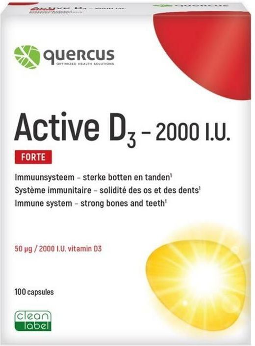 Quercus - Active D3 - Vitamine D3 - 2000 I.U. - 100 Capsules