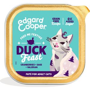 Edgard & Cooper Festin voor volwassen katten, gesteriliseerd of actief, natuurlijk natvoer zonder granen, gezonde voeding, smakelijk en feestelijk (85 g x 16, eend)