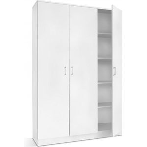Interiax Opbergkast - Kledingkast 'Amelie' - Wit - 3 Deuren - 8 Legplanken