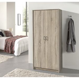 Interiax Kledingkast 'Amelie' – 2 Deuren, 1 Hanger & 1 Legplank | Sonoma Eik | 180x80x54 cm