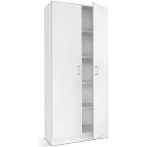 Interiax Opbergkast - Kledingkast 'Amelie' - 2 Deuren & 4 Legplanken | Wit | 180x80x40 cm