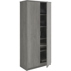 Interiax Opbergkast - Kledingkast 'Amelie' - 2 Deuren & 4 Legplanken | Grijze Eik | 180x80x40 cm
