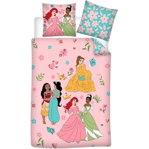 Disney Princess Dekbedovertrek, Princess Party - Eenpersoons - 140 x 200 + 65 x 65 cm - Katoen