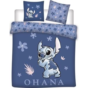 Stitch roze flanellen beddengoed, omkeerbaar