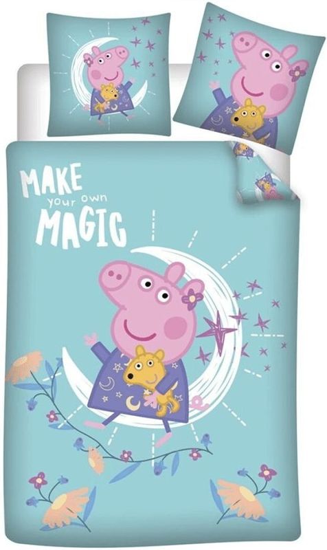 Peppa Pig Dekbedovertrek, Make Your Own Magic - Eenpersoons - 140 x 200 + 63 x 63 cm - Polyester