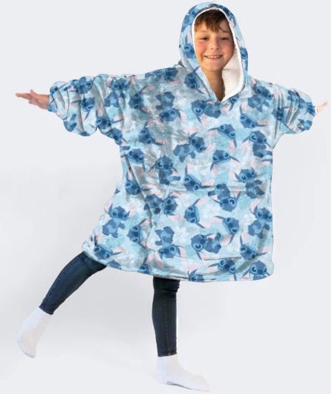 Disney - Lilo & Stitch Hoodie Fleece Deken - Blue Flower - Polyester