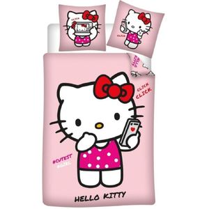 Hello Kitty Dekbedovertrek roze 140 X 200 cm - 65 x 65 cm - polykatoen