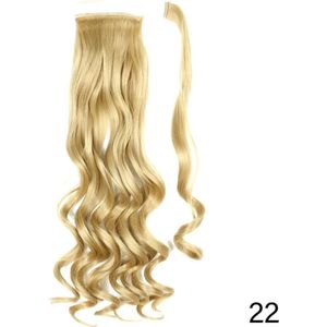 WrapAround Paardenstaart Extension | Lang Krullend Golvend | Ponytail Extensions - 56 cm Blond 22